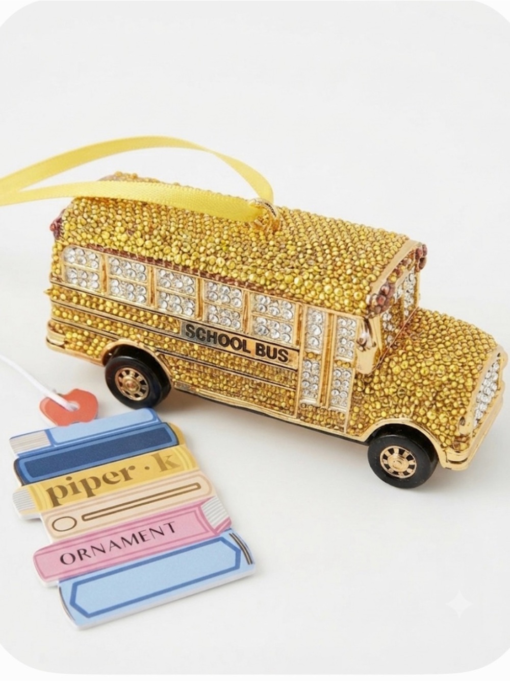 NWT ⚜️🚌⚜️ Piper K Crystals Embellished School Bus Ornament 2026 Collectibles